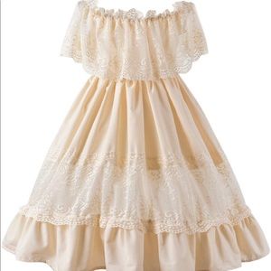 Girl Boho Maxi-Dress Off Shoulder Lace Ruffle Dress girls size 5 & girls size 8